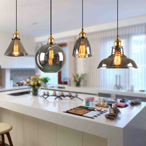 Vintage Glass Pendant Light with Art Deco Form and Metal Fittings