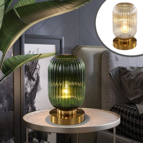 Tinted Glass Table Lamp for Bedside, Desk, and Living Room Lighting