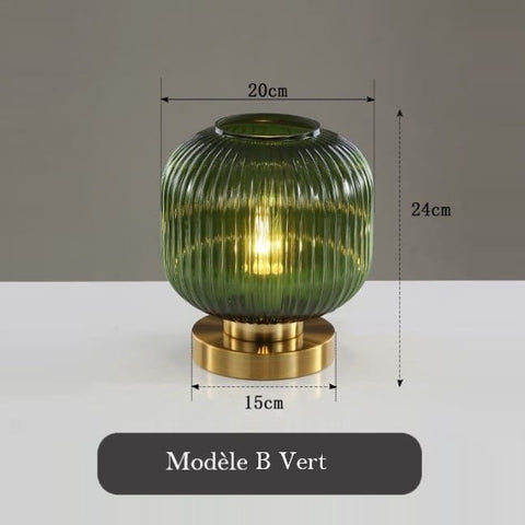 Tinted Glass Table Lamp for Bedside, Desk, and Living Room Lighting