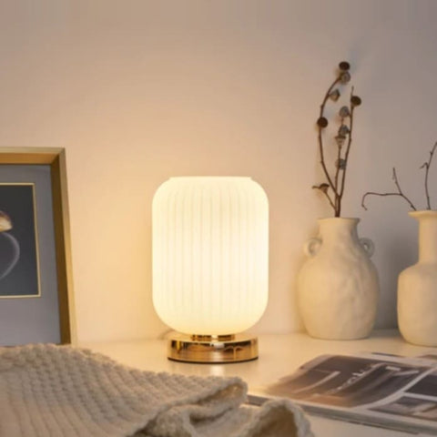Tinted Glass Table Lamp for Bedside, Desk, and Living Room Lighting