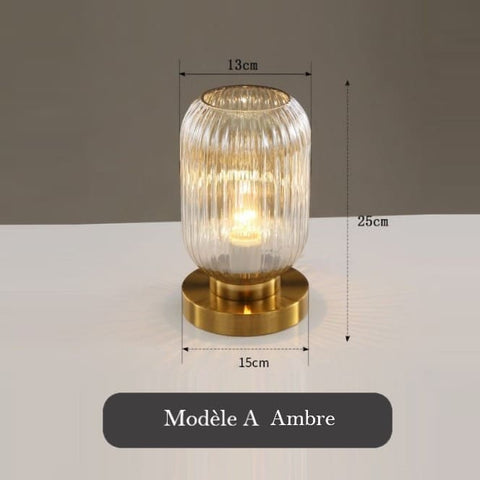 Tinted Glass Table Lamp for Bedside, Desk, and Living Room Lighting
