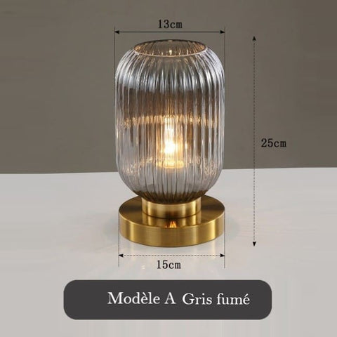 Tinted Glass Table Lamp for Bedside, Desk, and Living Room Lighting