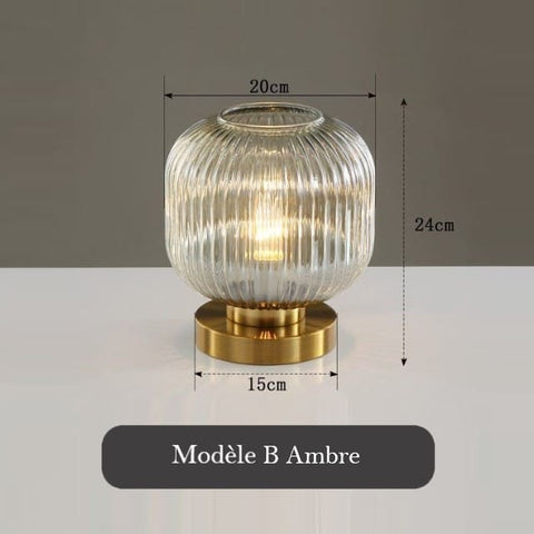 Tinted Glass Table Lamp for Bedside, Desk, and Living Room Lighting