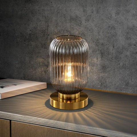 Tinted Glass Table Lamp for Bedside, Desk, and Living Room Lighting