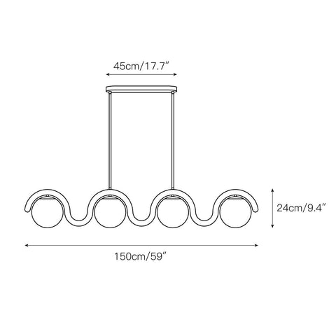 Art Nouveau Linear Chandelier for Dining Rooms and Kitchen Islands
