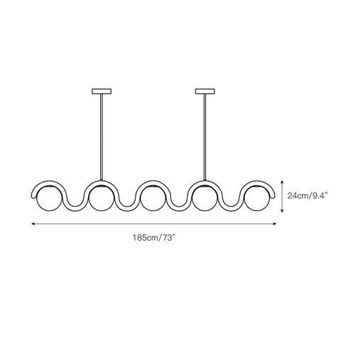 Art Nouveau Linear Chandelier for Dining Rooms and Kitchen Islands