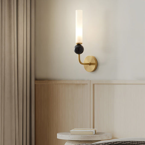 Brass Wall Sconce with Long Frosted Tube