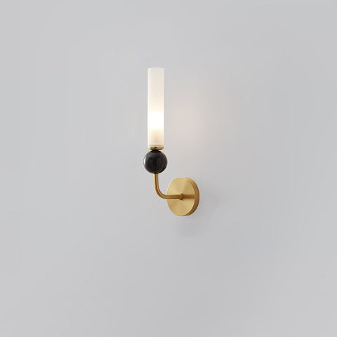 Brass Wall Sconce with Long Frosted Tube