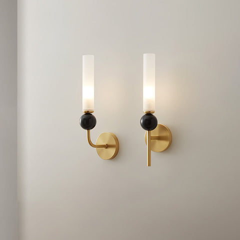 Brass Wall Sconce with Long Frosted Tube