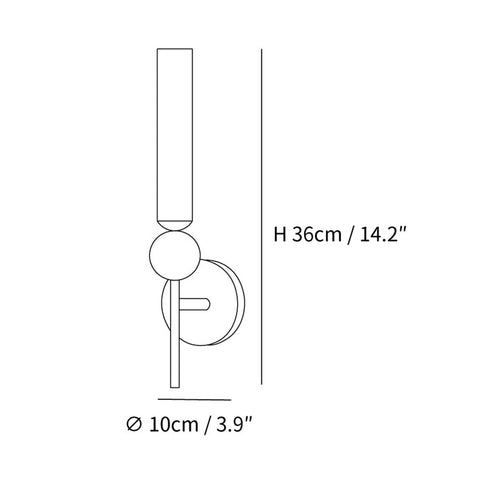 Brass Wall Sconce with Long Frosted Tube
