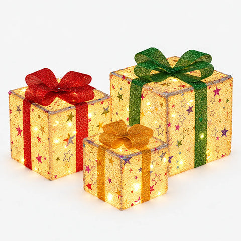 Lighted Christmas Gift Box Set with Remote