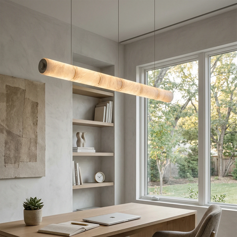 Linear Alabaster LED Chandelier Dining Room Light and Dimmable