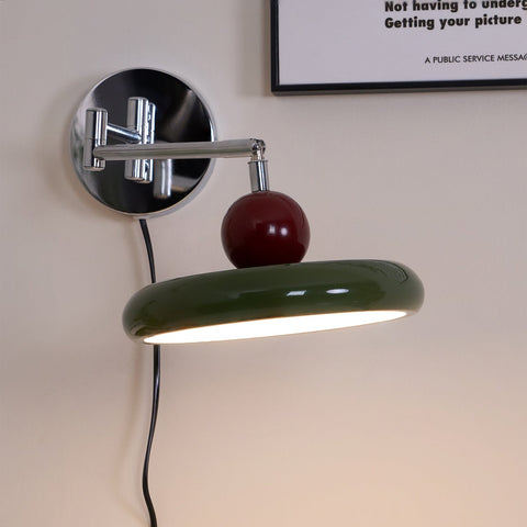 Adjustable Saucer Wall Sconce with Plug In Cord