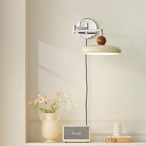 Adjustable Saucer Wall Sconce with Plug In Cord
