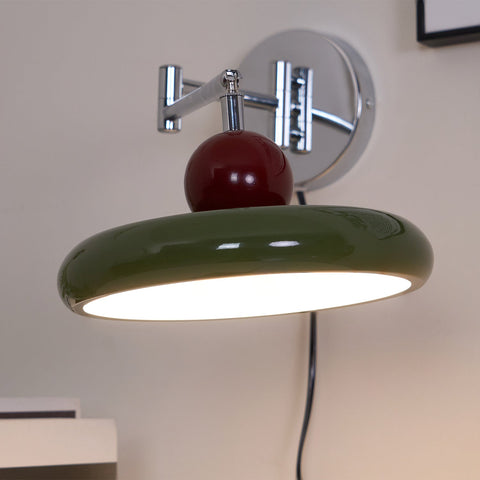 Adjustable Saucer Wall Sconce with Plug In Cord