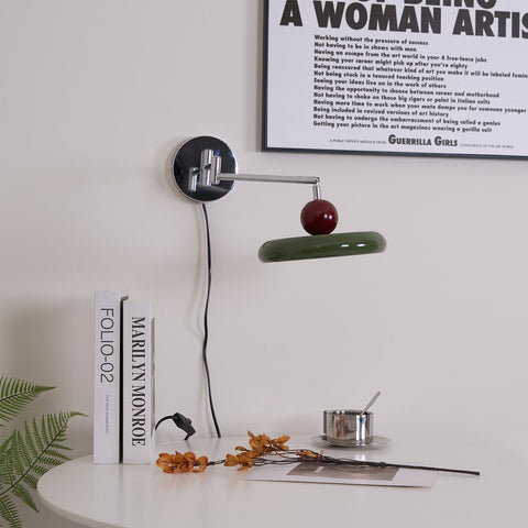 Adjustable Saucer Wall Sconce with Plug In Cord