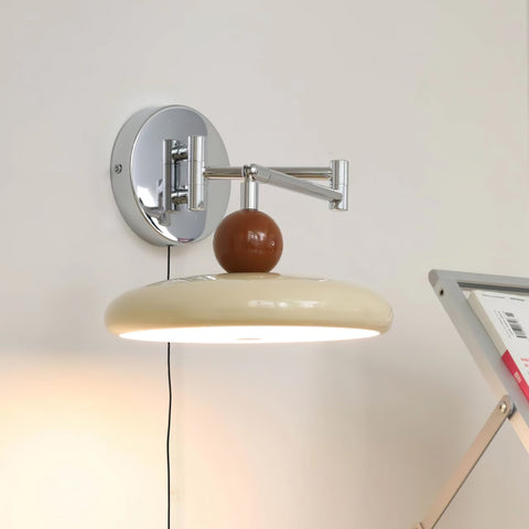 Adjustable Saucer Wall Sconce with Plug In Cord