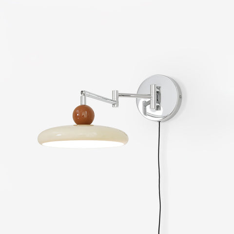 Adjustable Saucer Wall Sconce with Plug In Cord