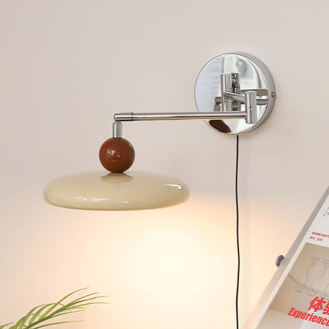 Adjustable Saucer Wall Sconce with Plug In Cord