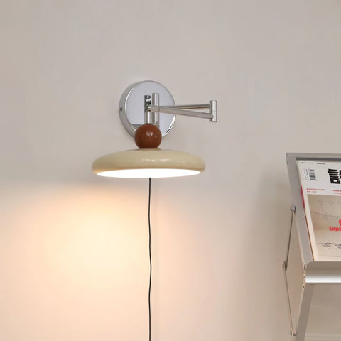 Adjustable Saucer Wall Sconce with Plug In Cord