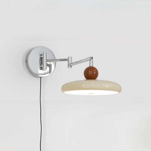 Adjustable Saucer Wall Sconce with Plug In Cord