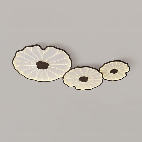 Modern Floral LED Ceiling Light with Wood Look Finish