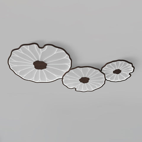 Modern Floral LED Ceiling Light with Wood Look Finish