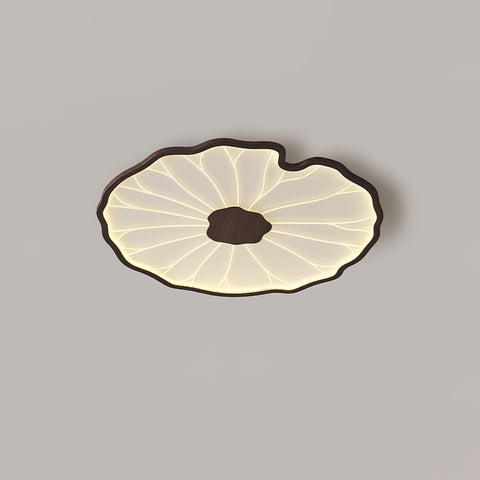 Modern Floral LED Ceiling Light with Wood Look Finish