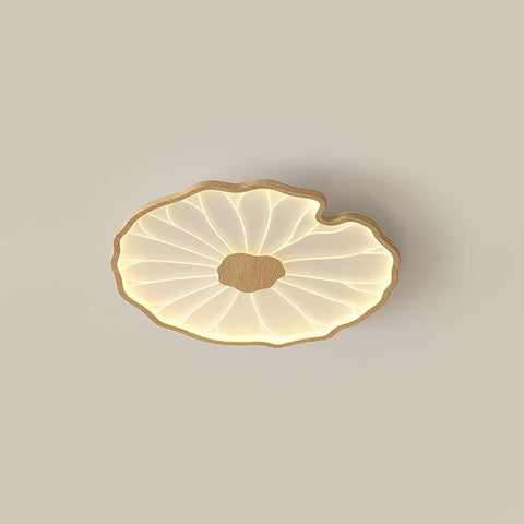Modern Floral LED Ceiling Light with Wood Look Finish