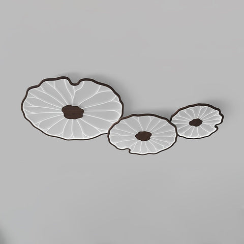 Modern Floral LED Ceiling Light with Wood Look Finish