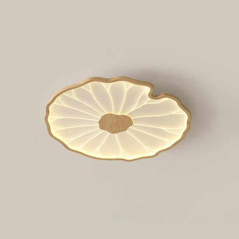 Modern Floral LED Ceiling Light with Wood Look Finish
