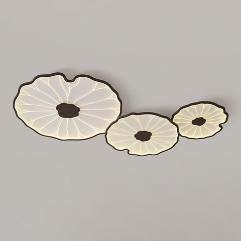 Modern Floral LED Ceiling Light with Wood Look Finish