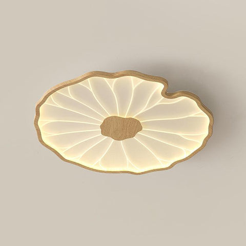 Modern Floral LED Ceiling Light with Wood Look Finish