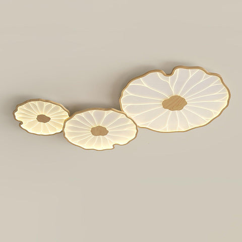 Modern Floral LED Ceiling Light with Wood Look Finish