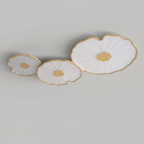 Modern Floral LED Ceiling Light with Wood Look Finish