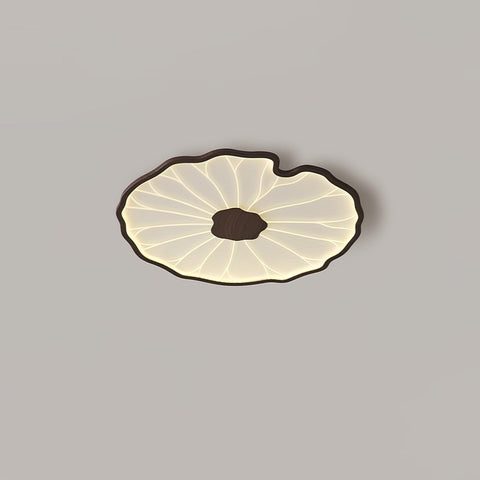 Modern Floral LED Ceiling Light with Wood Look Finish