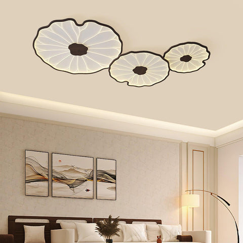 Modern Floral LED Ceiling Light with Wood Look Finish
