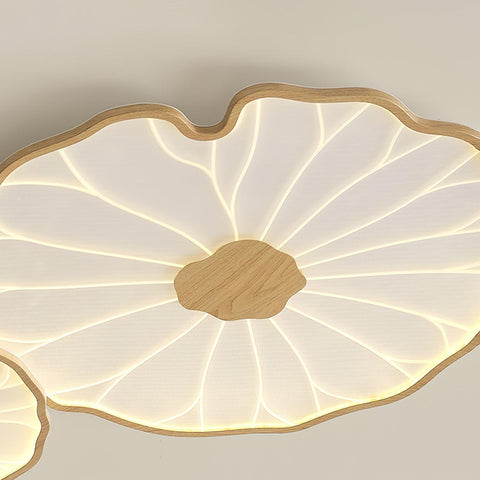 Modern Floral LED Ceiling Light with Wood Look Finish