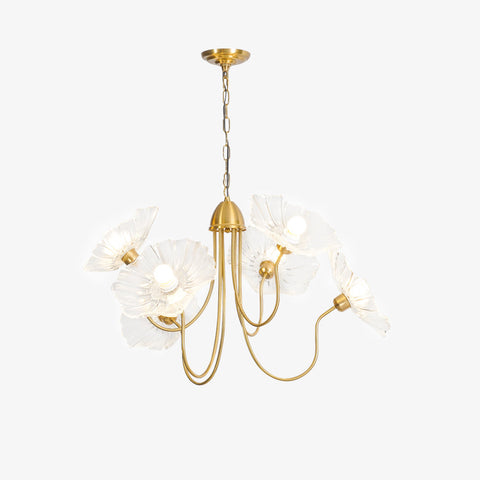 Glass Floral Chandelier with Sculpted Shades