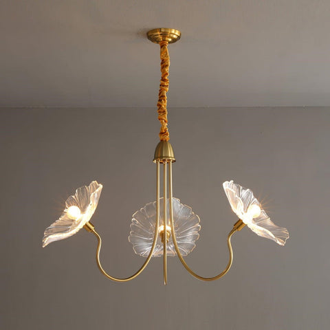 Glass Floral Chandelier with Sculpted Shades