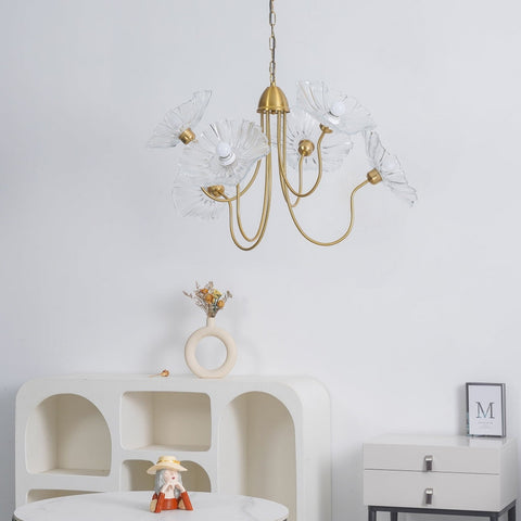 Glass Floral Chandelier with Sculpted Shades