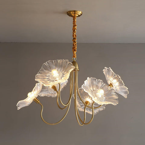 Glass Floral Chandelier with Sculpted Shades