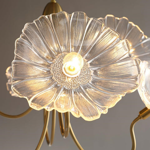 Glass Floral Chandelier with Sculpted Shades