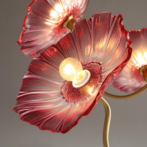 Glass Floral Chandelier with Sculpted Shades
