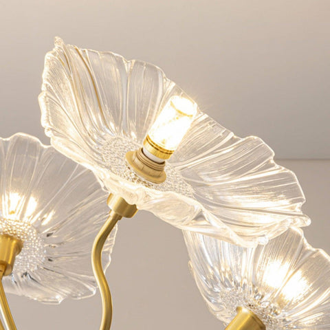 Glass Floral Chandelier with Sculpted Shades