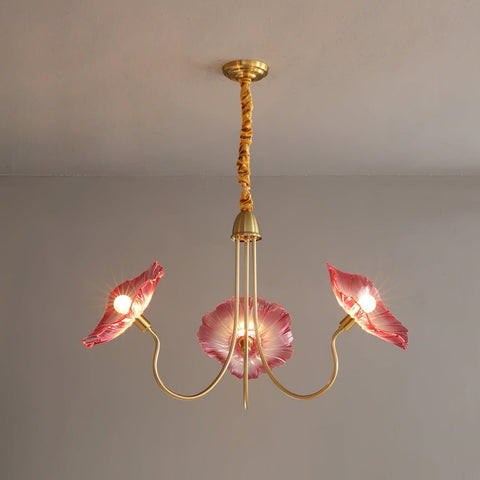 Glass Floral Chandelier with Sculpted Shades