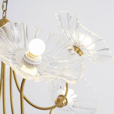 Glass Floral Chandelier with Sculpted Shades