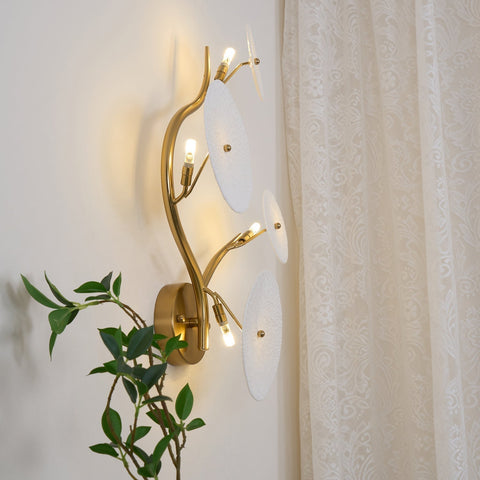 Ceramic Lotus Leaf Wall Sconce for Bedroom and Living Room Lighting