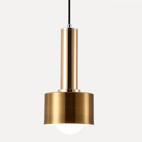 Pendant Light with Geometric Metal Shade and Brushed Brass Accents