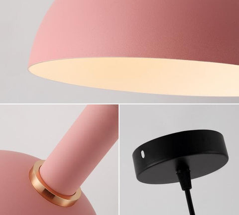 Pendant Light with Geometric Metal Shade and Brushed Brass Accents
